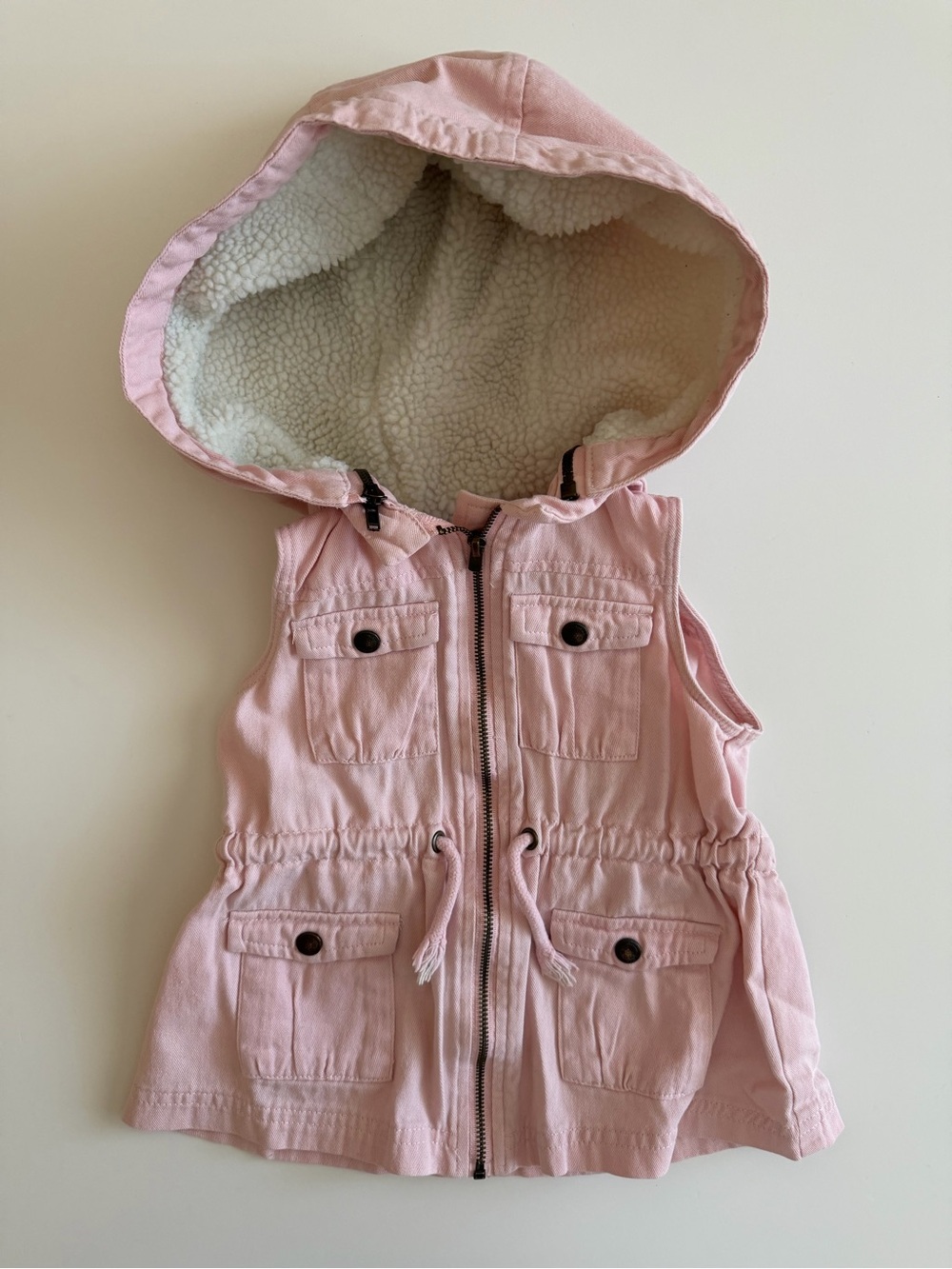 Cynthia Rowley Light Pink Sherpa-Lined Hooded Vest Girls 3T